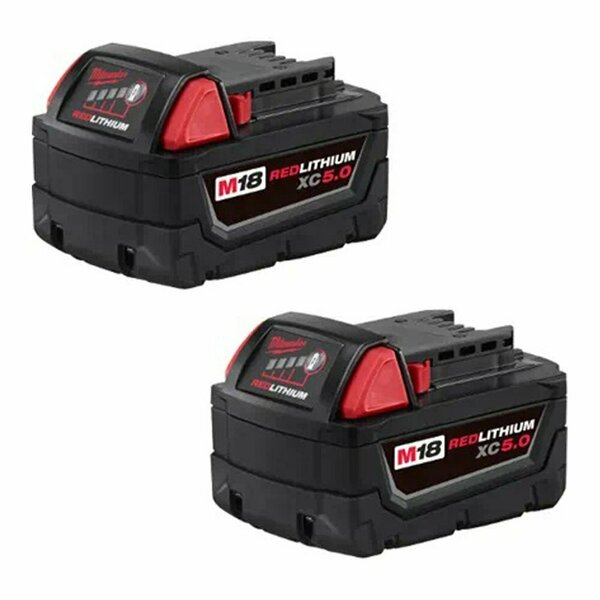 Milwaukee Tool M18 18V Redlithium Xc5.0 Extended Capacity Batteries, 5 Ah Set Of 2 ML48-11-1852